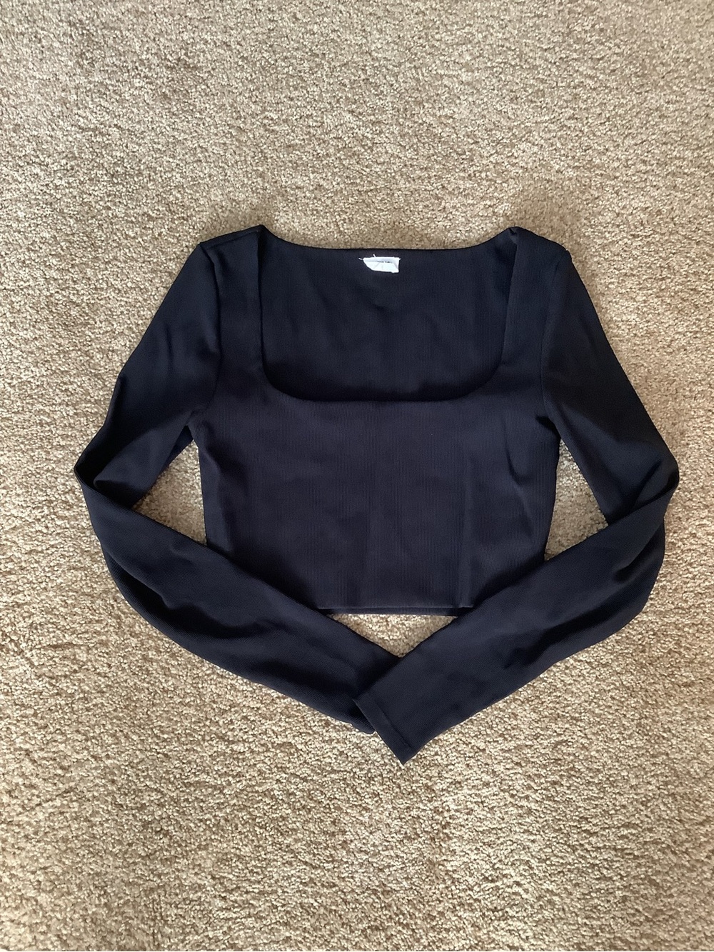 Cotton On Black Long-Sleeve Square Neck Crop Top